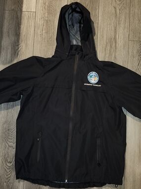 Black Hooded IT Windbreaker Jacket